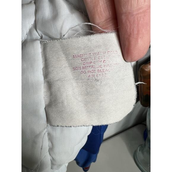 Vtg Blue Holloway Satin Snap Up Bomber Jacket Made In USA Steel Mining Size Med - Picture 13 of 16